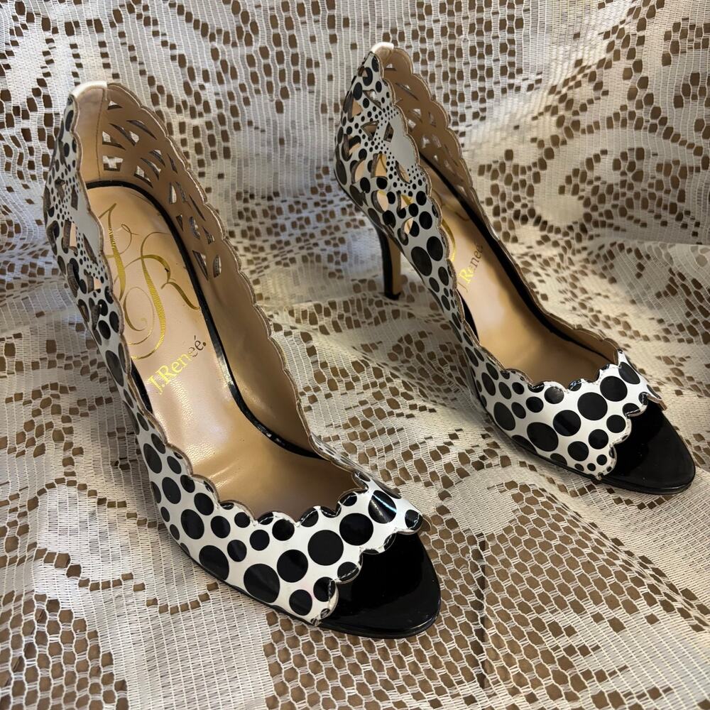 J. Renee Bailee Women's US 8 M Distinct Black & White Polka Dot High Heels